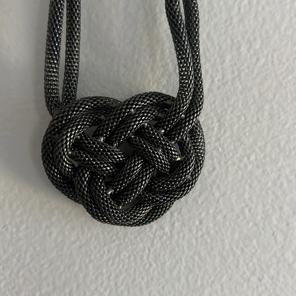 Dark Silver Crossed Necklace - Picture 2 of 4